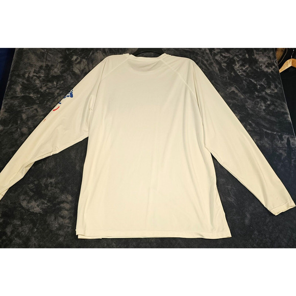Columbia Mens Size 2XL Fishing Long Sleeve PFG White Crew Neck American Flag - Picture 5 of 7